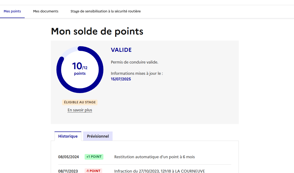 vérifier votre solde de points
