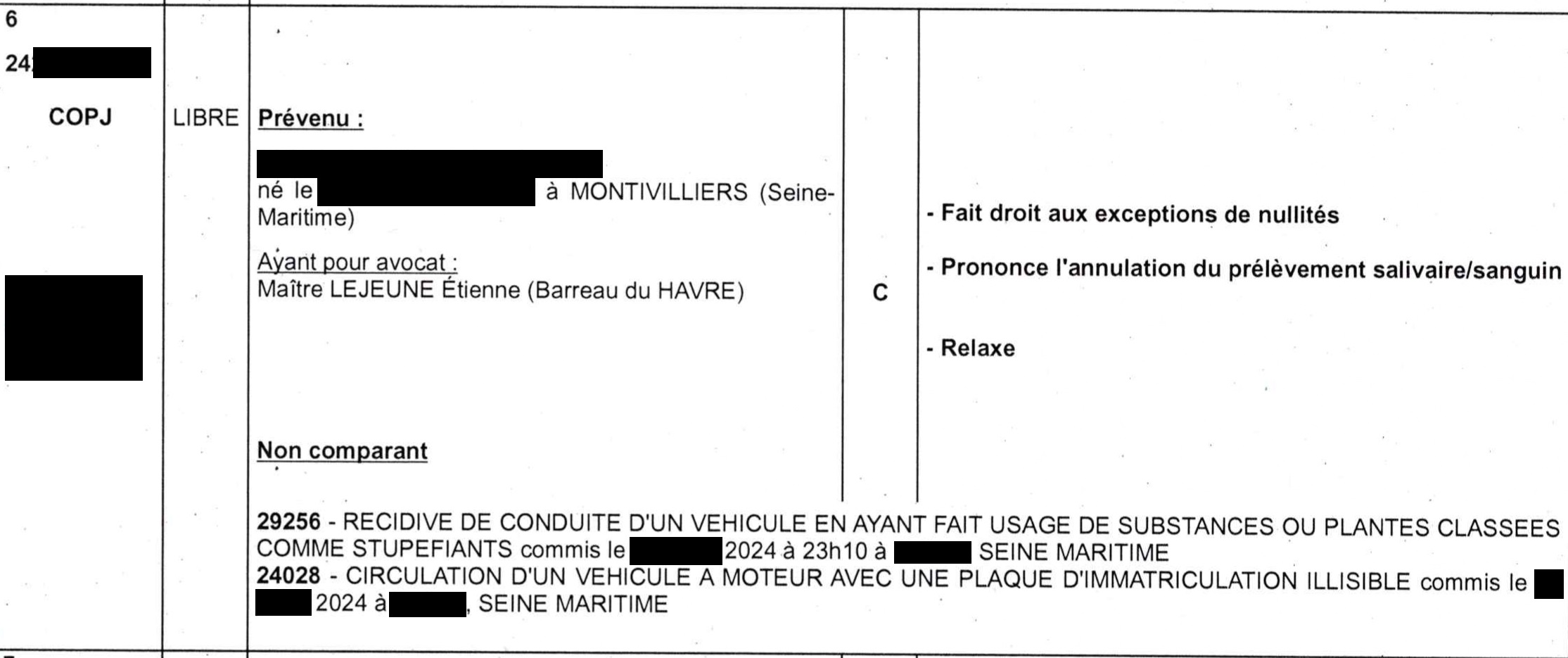 relaxe nullité procédure le havre avocat etienne lejeune