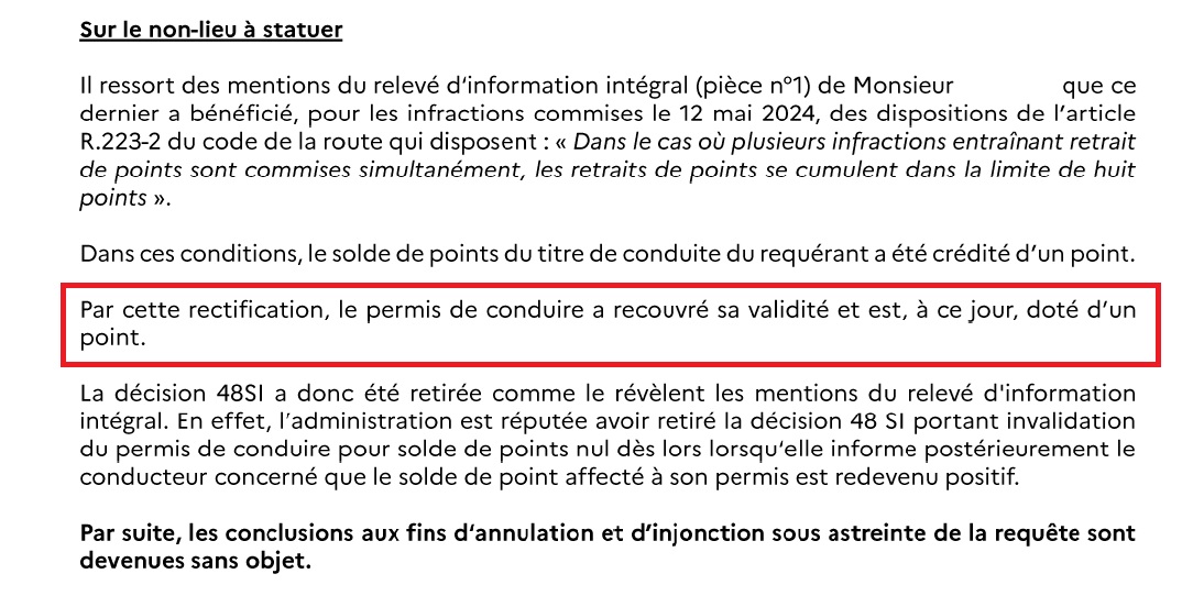 Permis annulé par une erreur de points recours 48SI gagné à Lille en moins de 2 mois