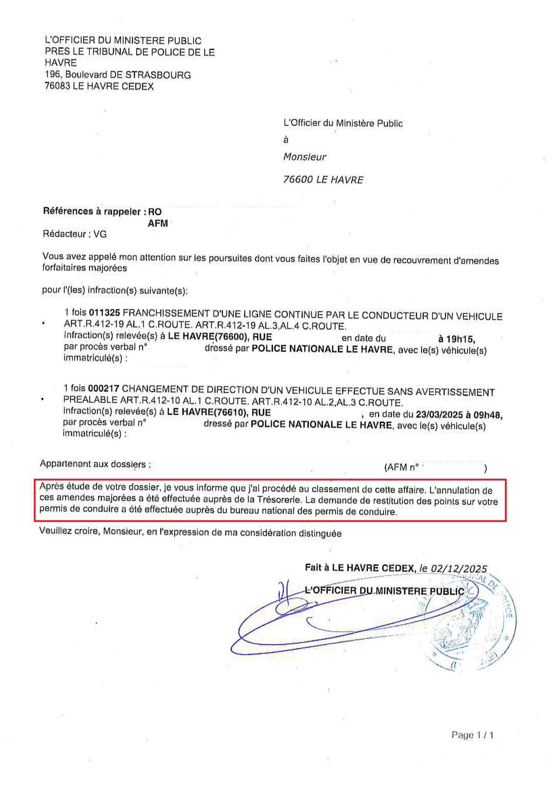 classement sans suite