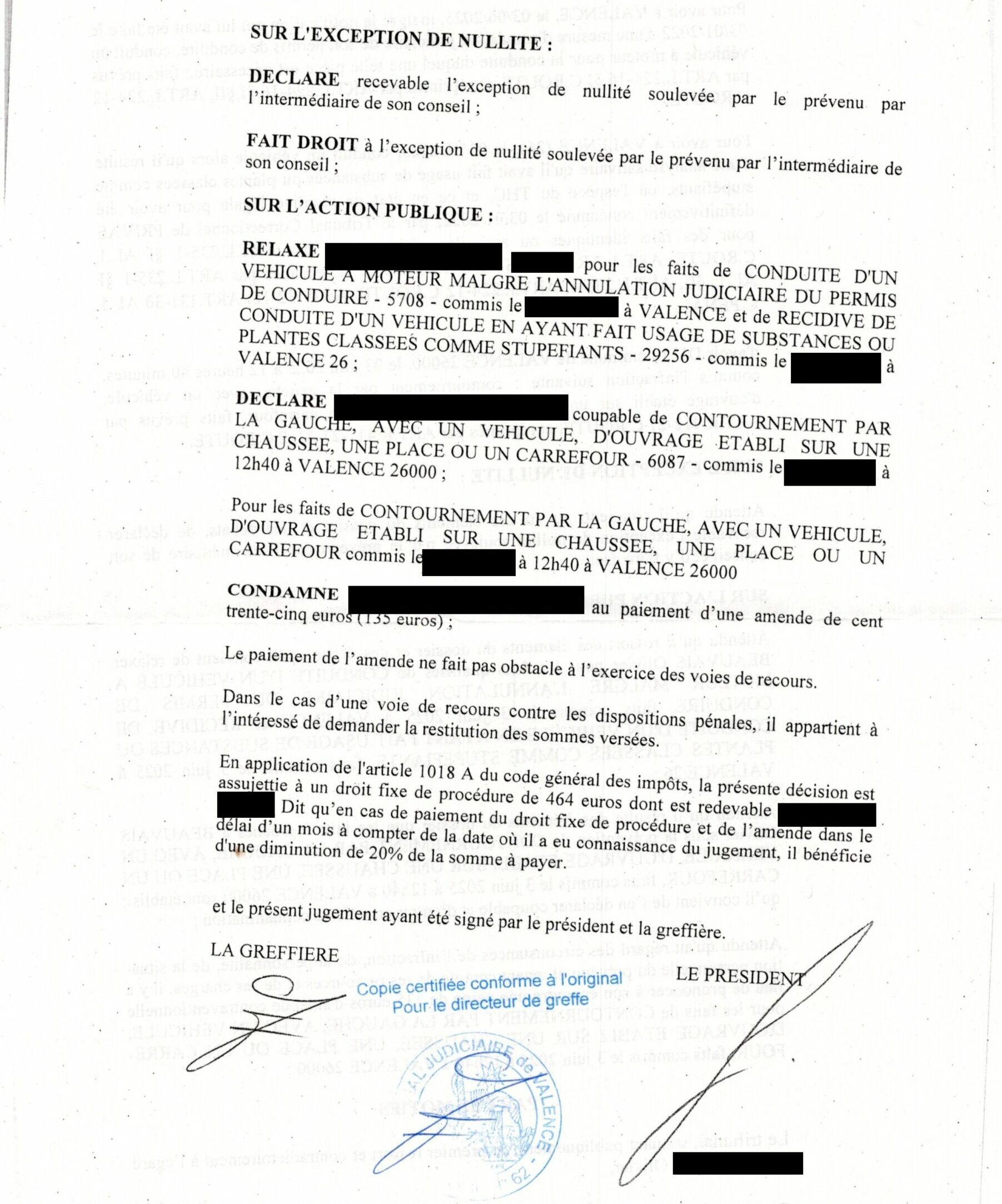 jugement tribunal correctionnel valence