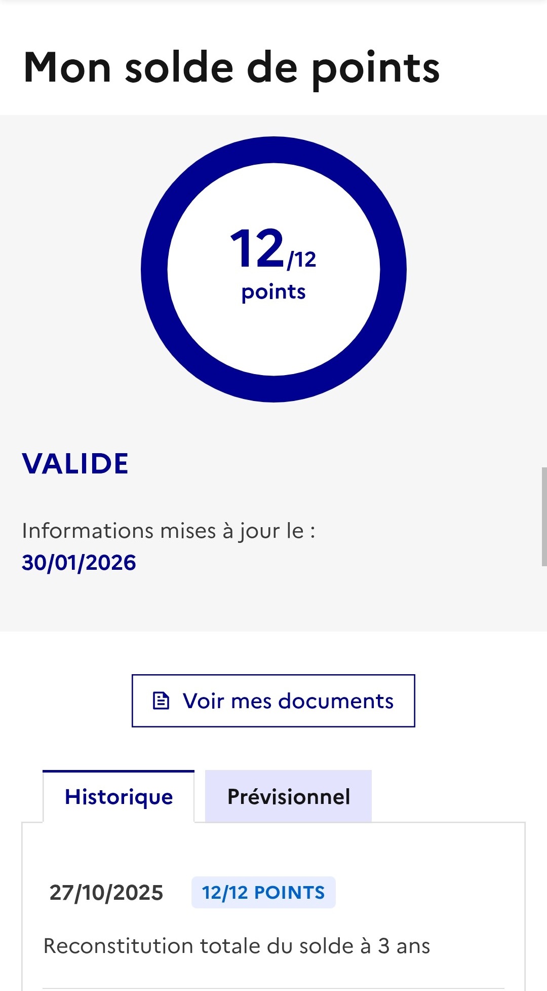 permis valide solde 12 sur 12