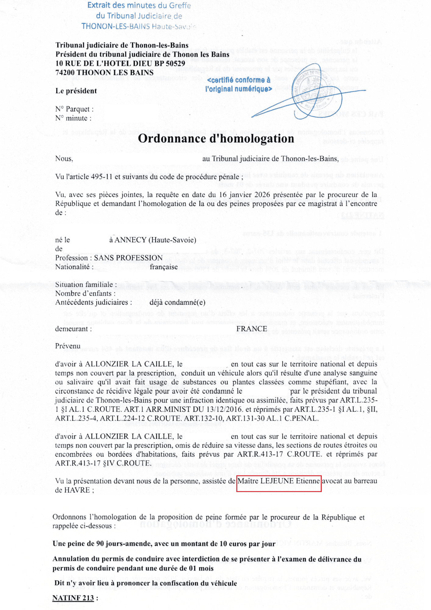 ordonnance d'homologation crpc thonon les bains