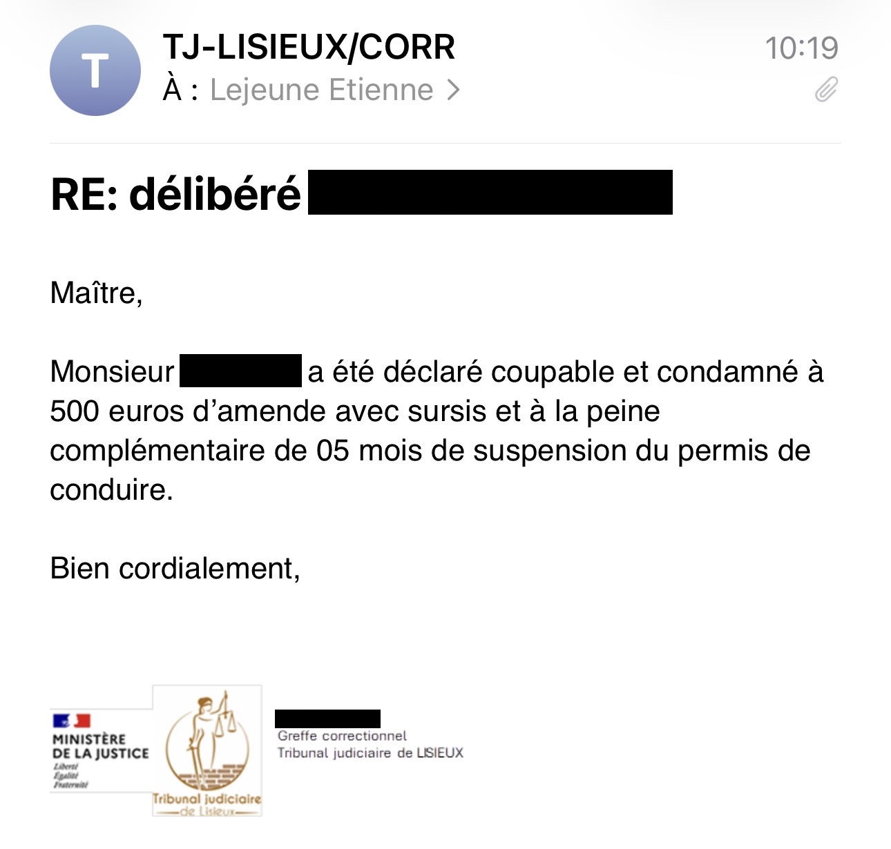 délibéré tribunal correctionnel lisieux