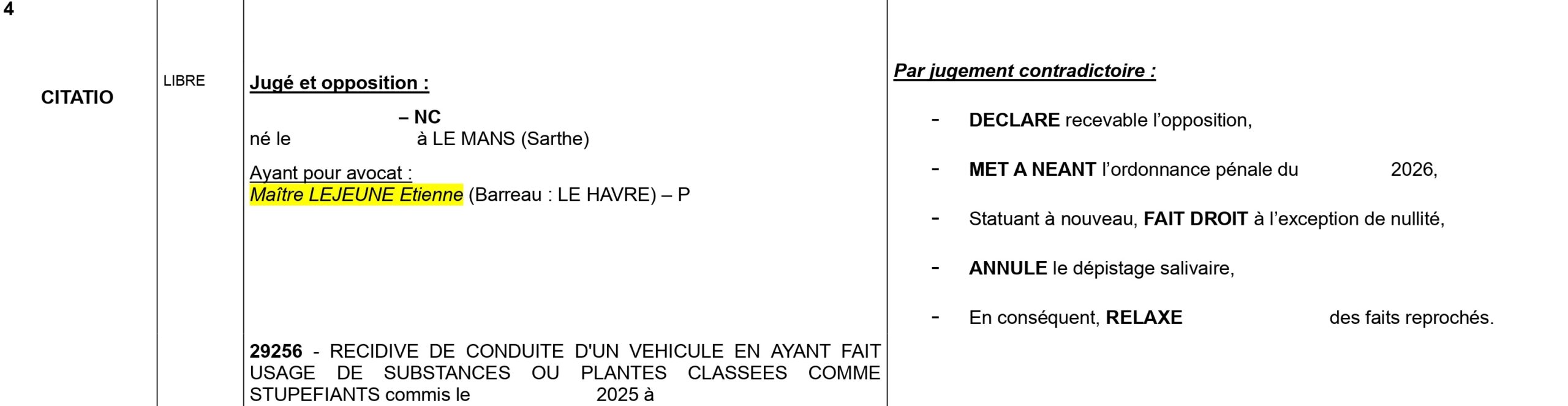 vice de procédure nullité relaxe annecy