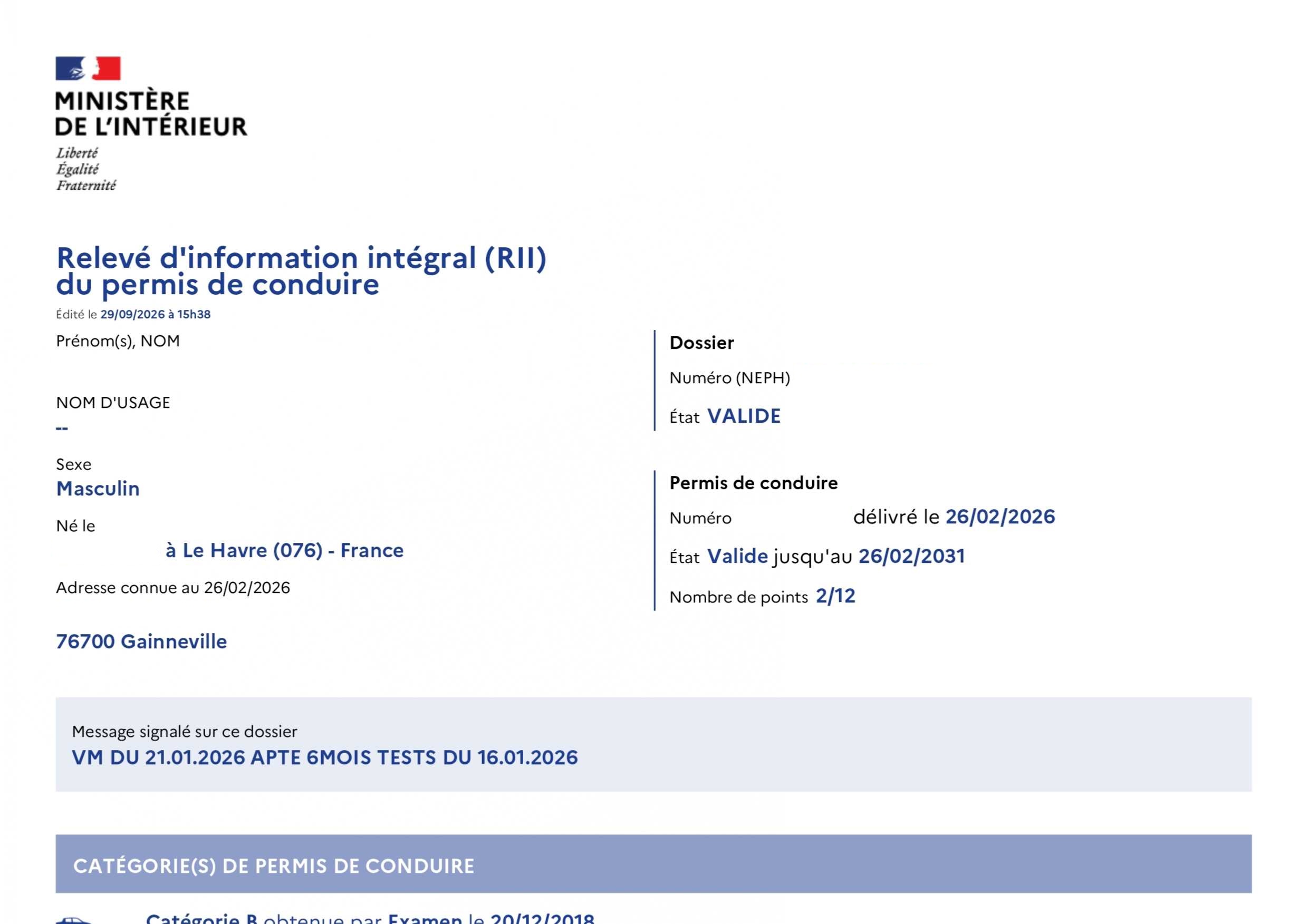 Lettre 48SI 9 points retirés au lieu de 6, le permis est revalidé